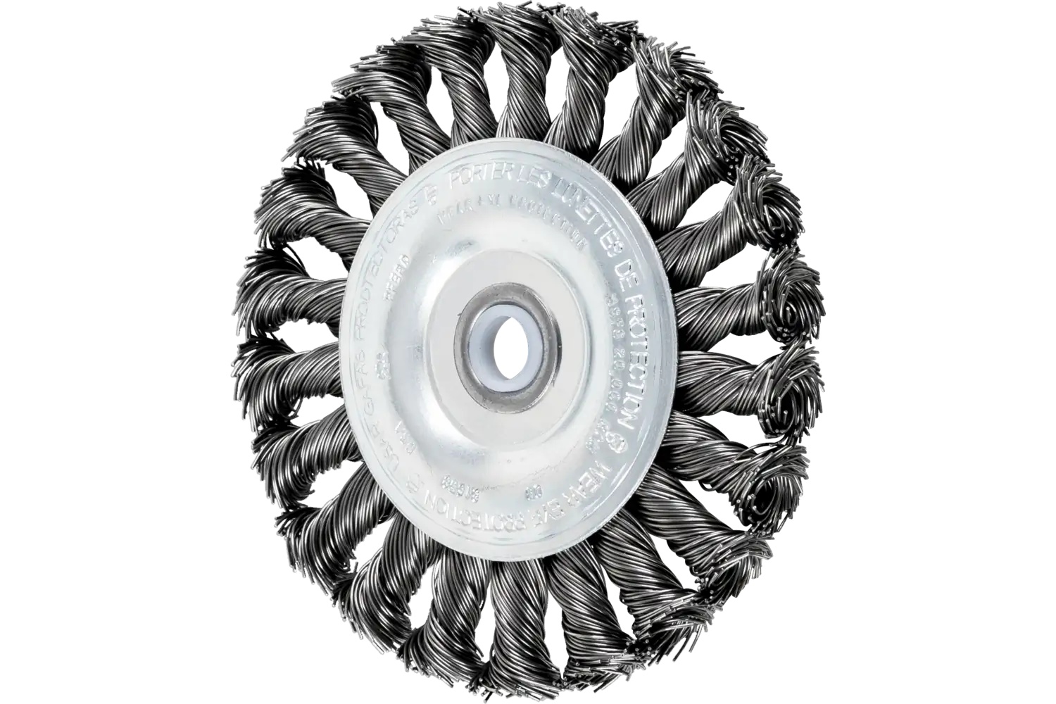 Picture of Pferd Standard Twist Knot Wire Wheel Brush 4" Dia. .020 Carbon Steel 1/2-3/8" Arbor